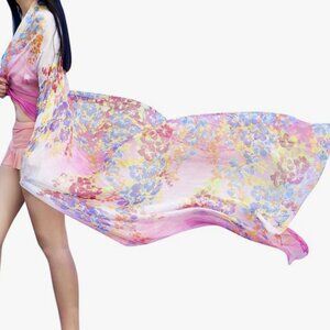 Geinly Pink Pattern Scarf or Beach Sarong Large 25 X 30 X 25 X70 inches
